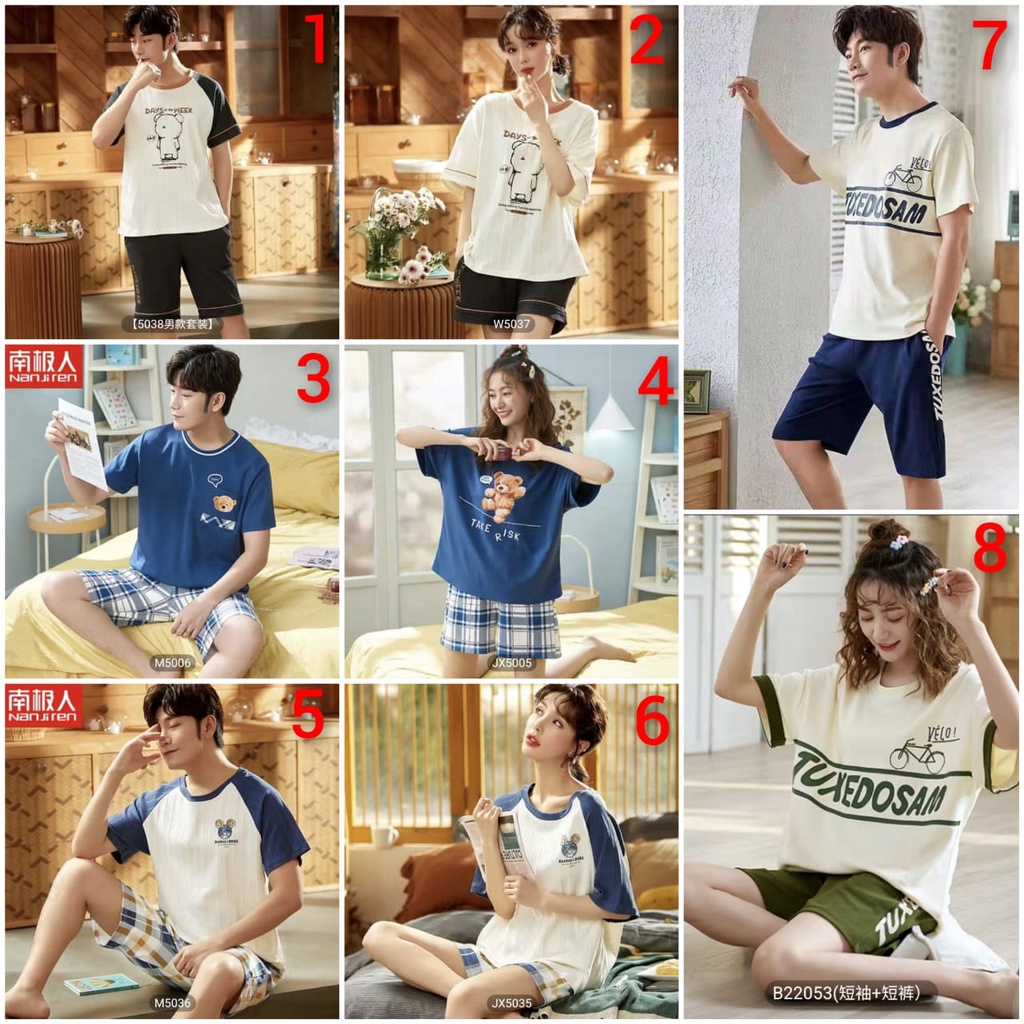 Baju tidur piyama couple bahan kaos katun import pdkCowok