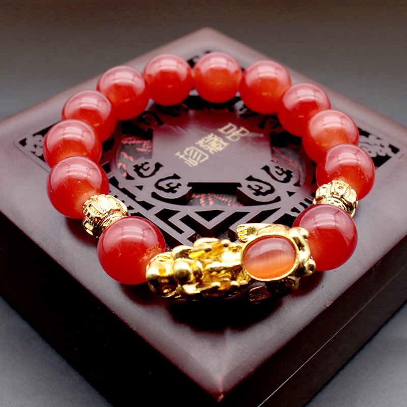 3d Gelang Manik-Manik Giok Hetian onyx Hitam Emas Gaya Etnik Untuk Pria Dan Wanita