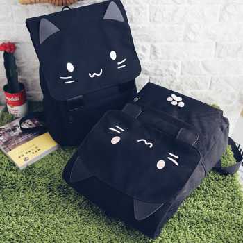 Tas Ransel Wanita Model Cat Cartoon /  Tas Ransel Wanita Murah Kekinian Motif Kucing Unik Simpel Sederhana Tas Punggung Gambar Kucing Tas Punggung Wanita Kekinian / Tas Ransel Sekolah Cewek Korea SD SMP SMA / Tas Kuliah Wanita Tas Punggung Muat Laptop