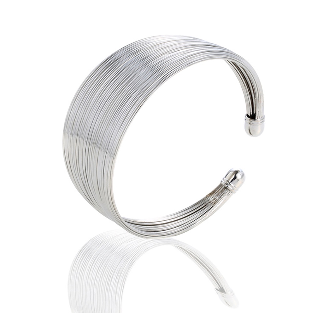 Hu Hu Hu Hu Hu Alat Bantu Pasang Kacamata♡ Gelang Bangle Open Adjustable Desain Kawat Multi Layer Untuk Wanita