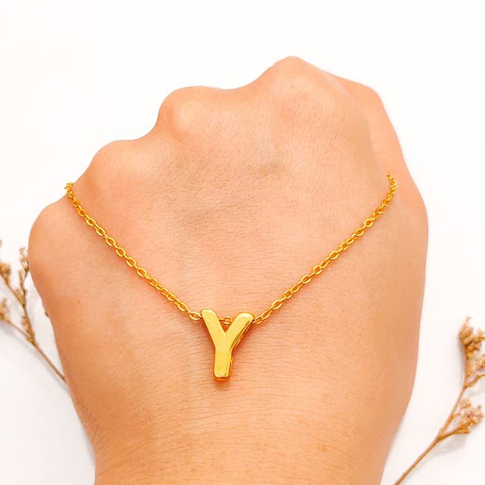 Promo Set kalung liontin wanita nagita huruf Y emas asli Elegan