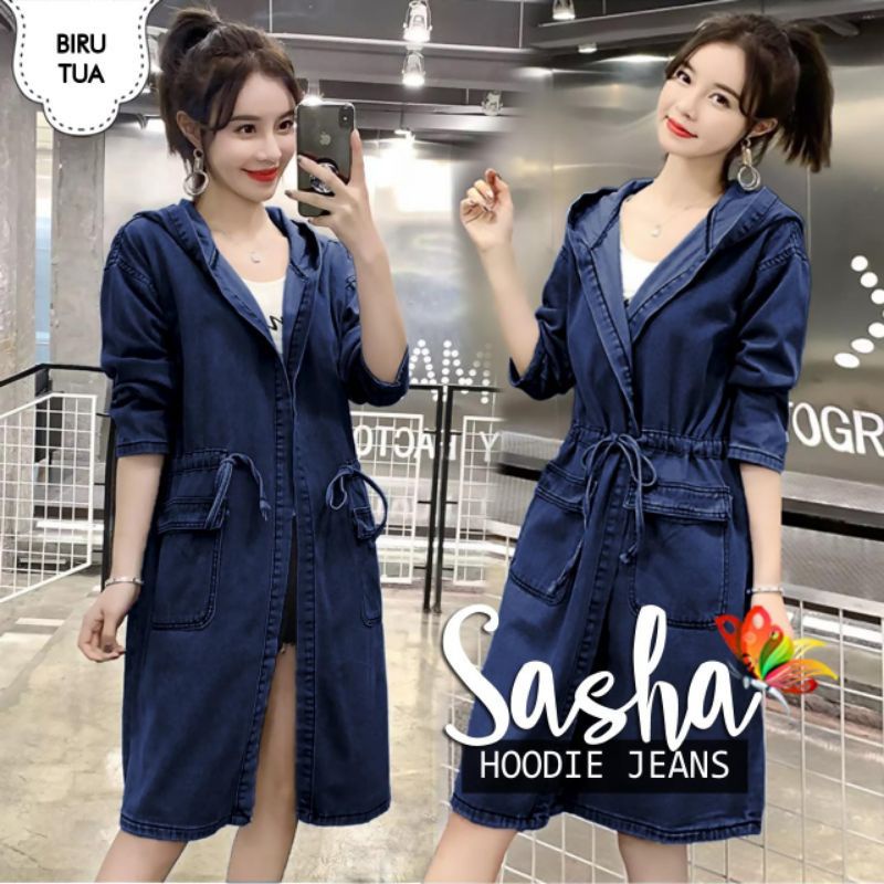 CARDIGAN JEANS WANITA OUTER JEANS WANITA KARDIGAN JEANS OUTER HOODIE SASHA CK