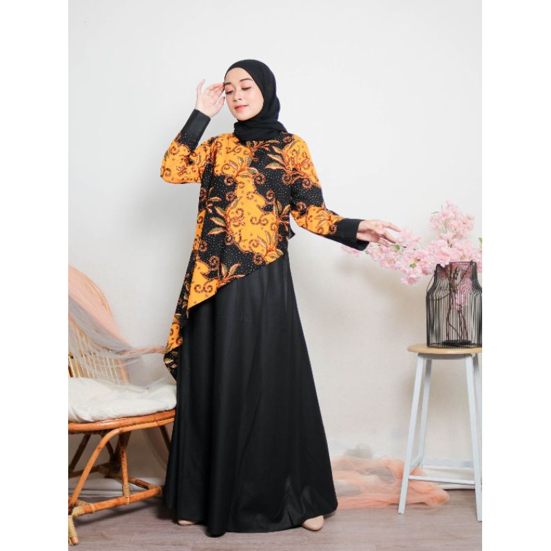 qiara dress (gamis kombinasi batik)