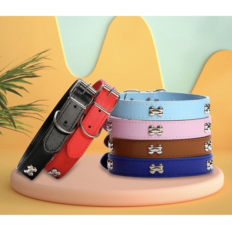 Leather Dog Cat Pet Collar Kalung Anjing Kucing Lucu