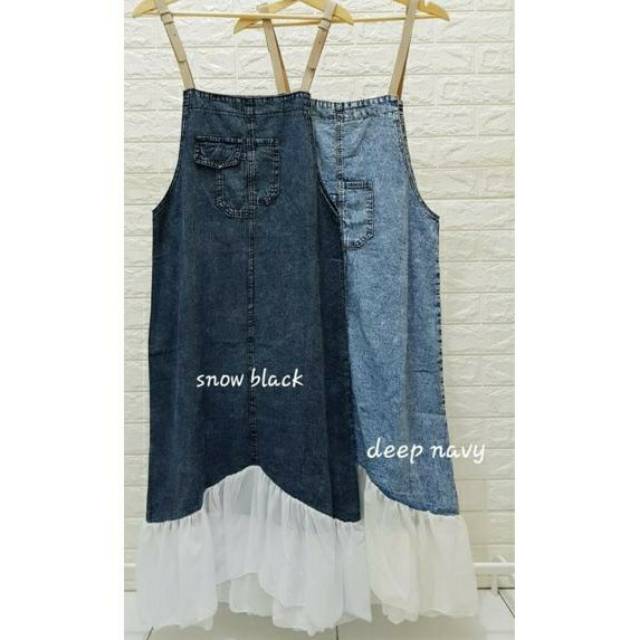 CLOW OVERAL MIDI JEANS KANTONG TENGAH DAN KANTONG SAMPING