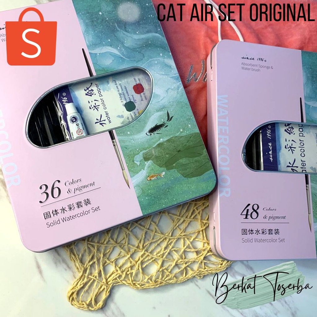 VS BG - 36/48 Water Color Set - Alat Cat Air Set (Termasuk Kuas dan Kertas Gambar) Import Dapat Case dan Sarung High Grade