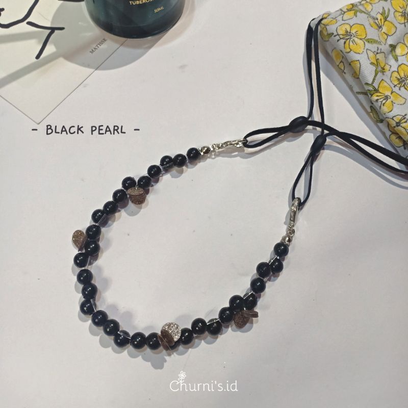 KONEKTOR MASKER MANIK PEARL / HIJAB KONEKTOR-Black pearl