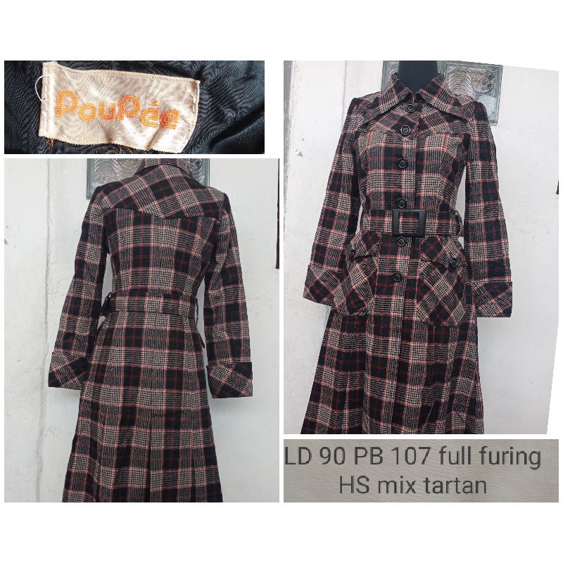 Wool LONG COAT WOL MOTIF HS mix TARTAN LD 90