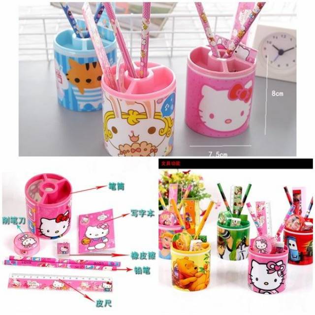 

SFT3006-mickey Alat Tulis 6in1 + Tempat Pulpen Cantik