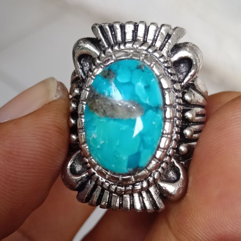 Natural Batu Cincin Pirus Persia Kendit Unik