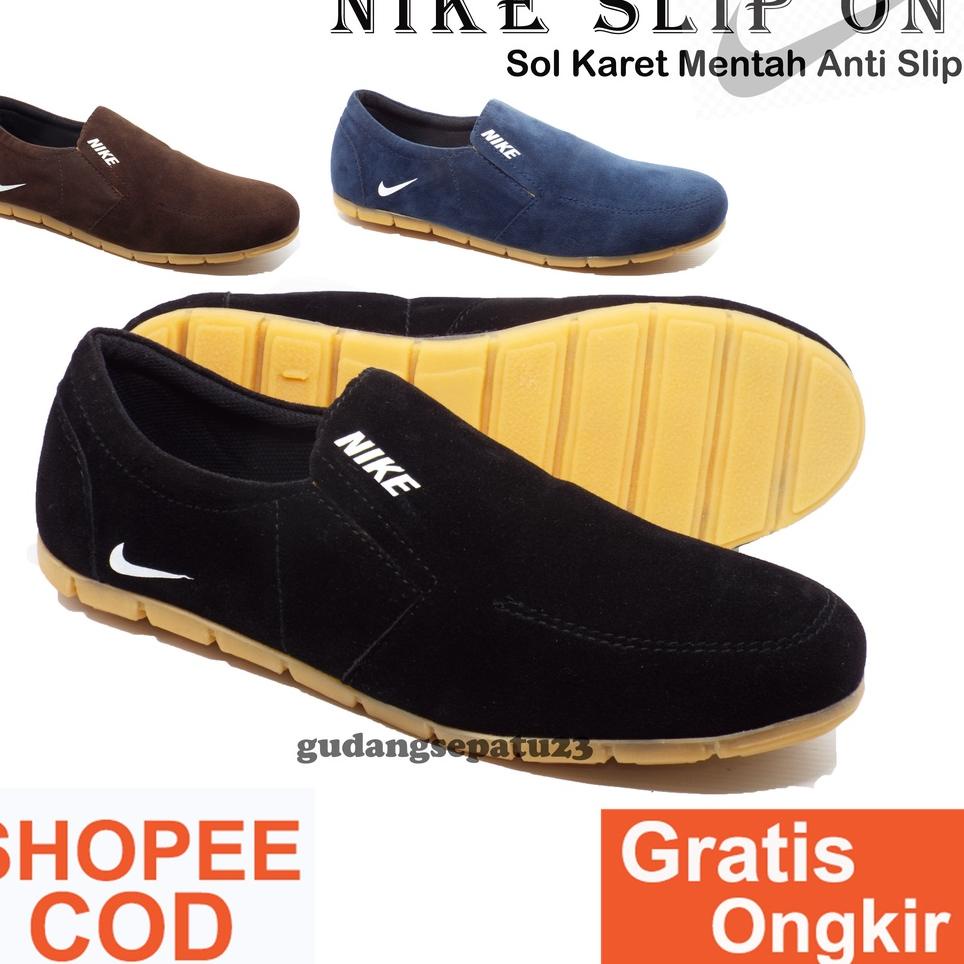 ((TERLARIS)) Sepatu slip on kasual SOL KARET MENTAH  NIKE PRIA| SLIP ON MURAH | SEPATU ORIGINAL ANTI