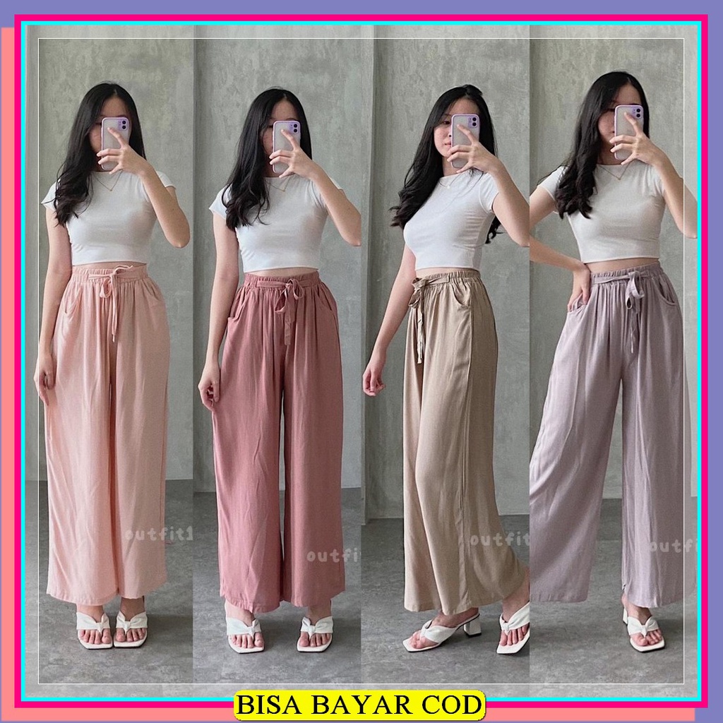 Celana Kantor Wanita Baggy Pants Model Skinny Bahan Kain Katun Tw MQ949 Kulot Rayon Celana Wanita
