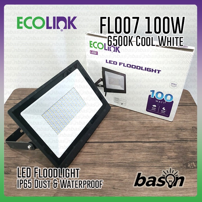 ECOLINK FL007 100W - Lampu Sorot LED Floodlight - IP65 Outdoor