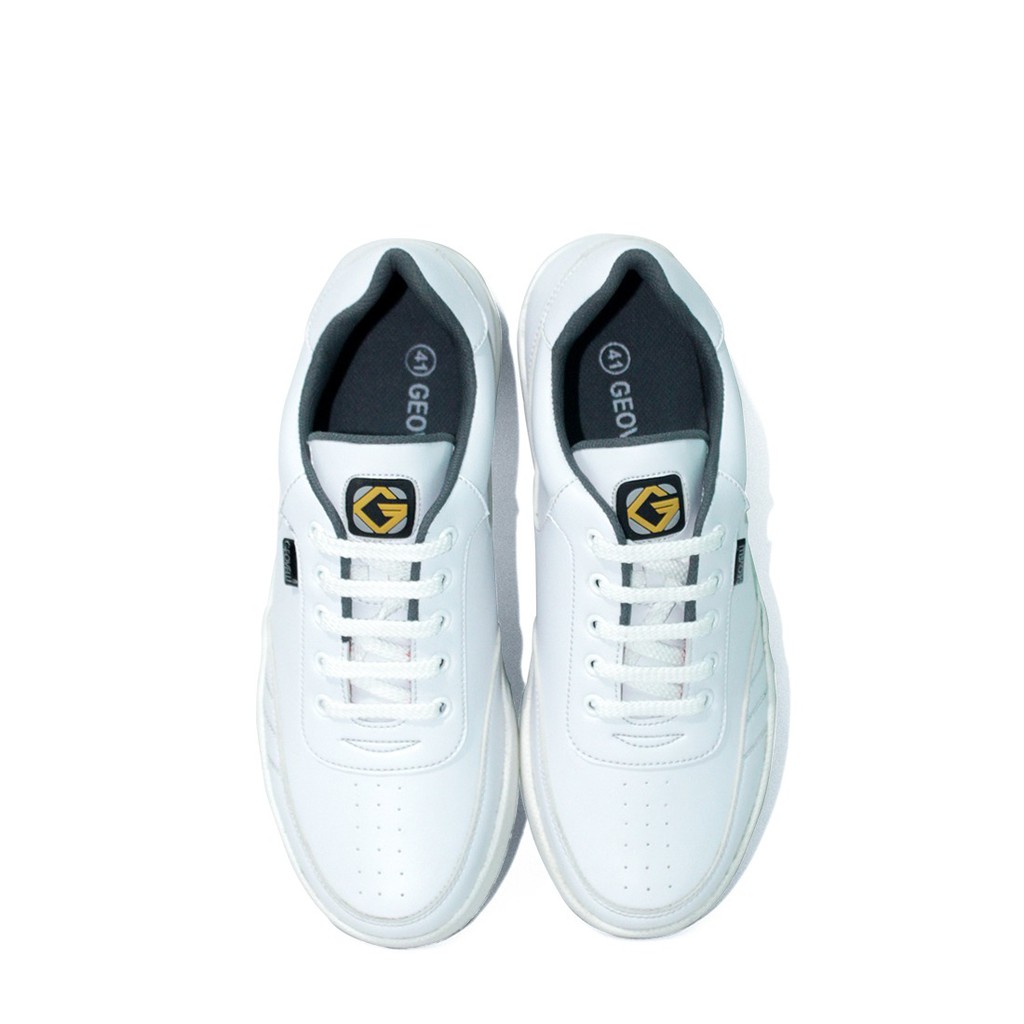 New Arrival Sneakers Men Shoes Full White Sepatu Pria Sneker Cowok Warna Putih Brand Geovelli Murah