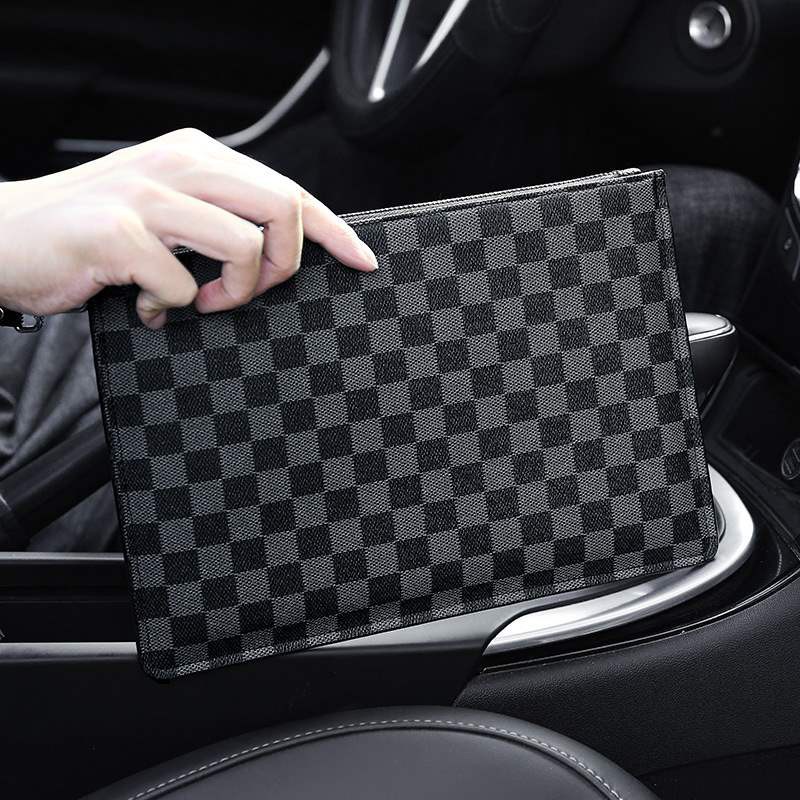 Damier Clutch Kulit  Pria / Tas Tangan Wanita Kulit Import