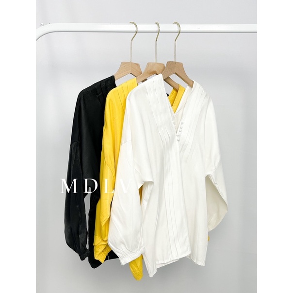 MDLV ~ 2890# Denissa V-neck Top Atasan Blouse Lengan Panjang Fashion Import