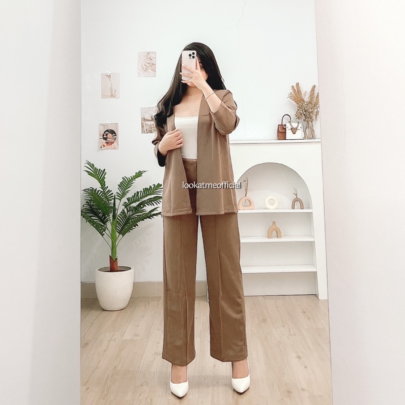 lookatmeofficial • Loui 2in1 Set Blazer + Pants Bahan Scuba Premium