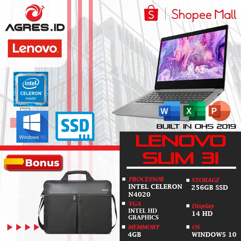LAPTOP LENOVO IDEAPAD [N4020/4GB/256SSD] 14INCH - W10+OHS -46ID-1