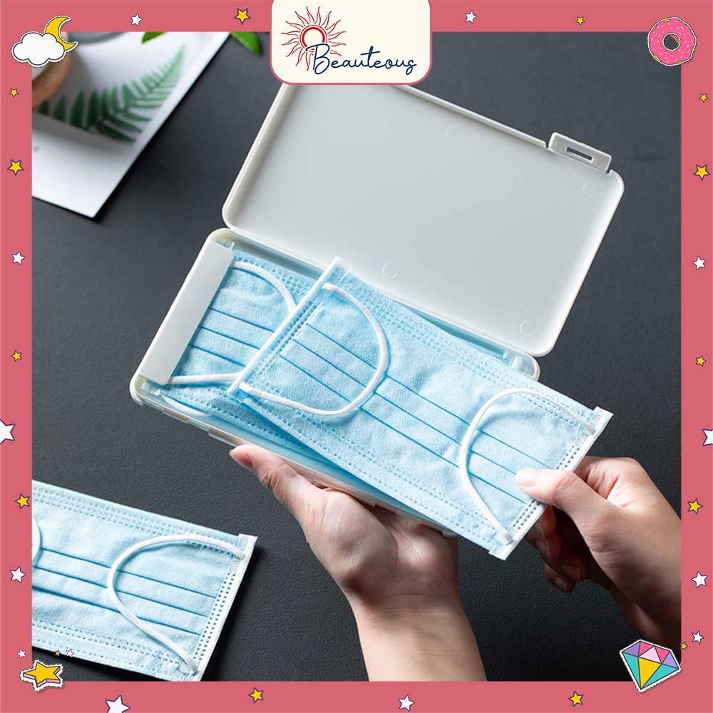 Kotak Tempat Penyimpanan Masker Aksesoris Portable Orgnizer Storage Box Travel Size Anti Debu