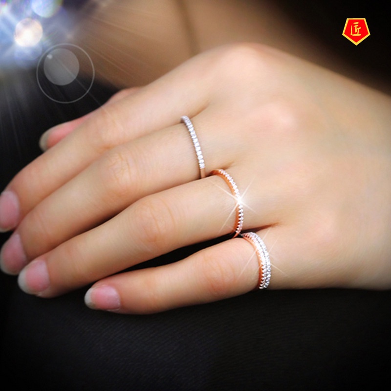 [Ready Stock]Simple Korean Style Single Row Full Diamond Ring