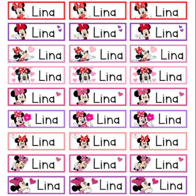 

Label nama minnie mouse series