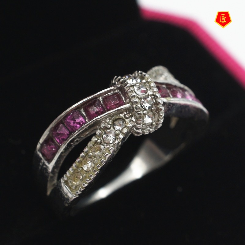 [Ready Stock]Fashion Amethyst Diamond-Studded Ring