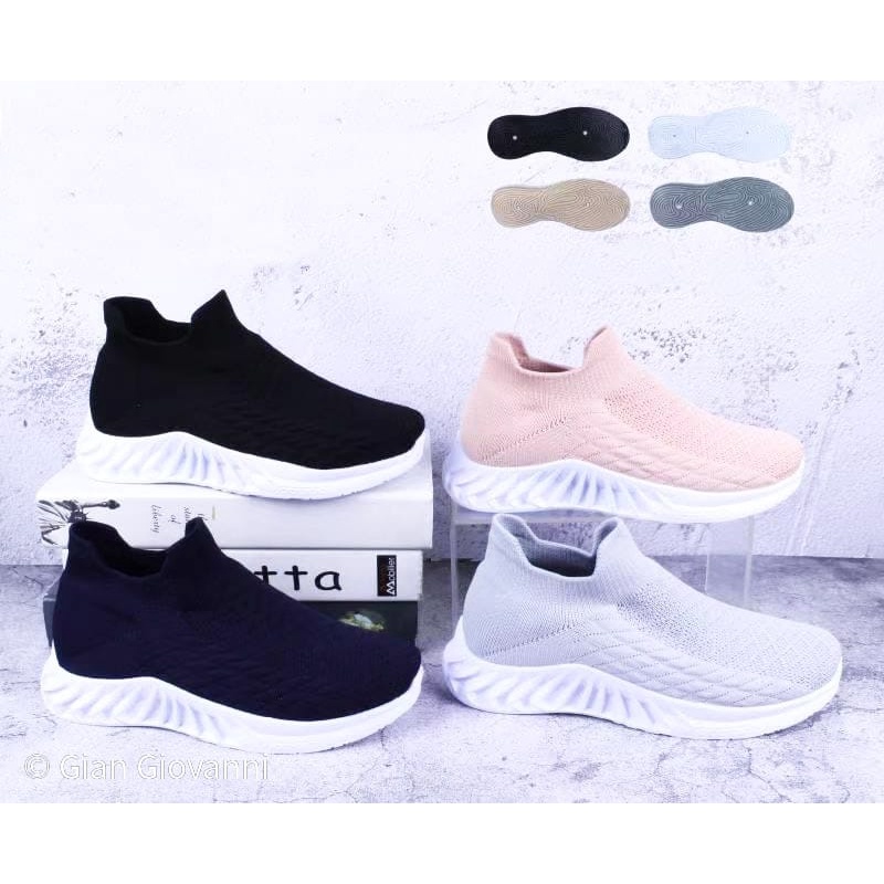 Sepatu Casual Sport Sneakers Shoes wanita import tanpa tali fashion 3039