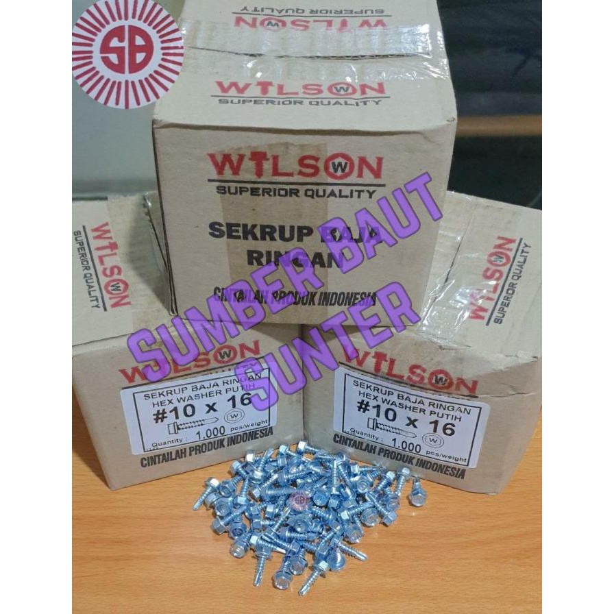 

[cod] Skrup Baja Ringan 10x16 Roofing Putih Wilson - 1 Box isi 1.000 pcs [cod]