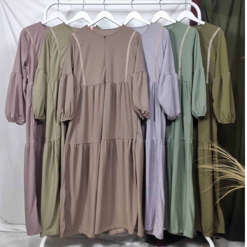 Gamis Wanita Lengan Panjang BUSUI Fashion Muslim Ersa Fit  L-XL Lingkar Dada 100cm Panjang 130cm