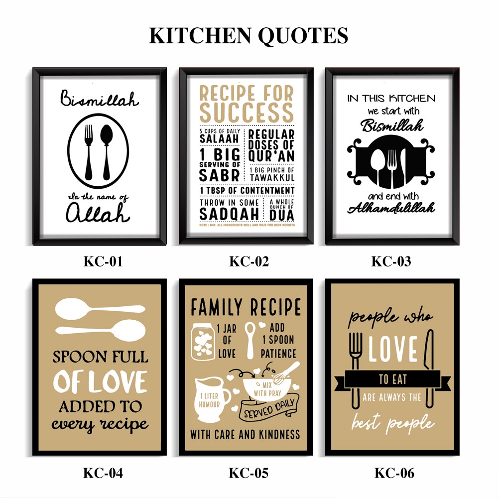 Hiasan Dinding DAPUR Dekorasi Pajangan Qoutes Bismillah Waldecor Tema Food Kitchen