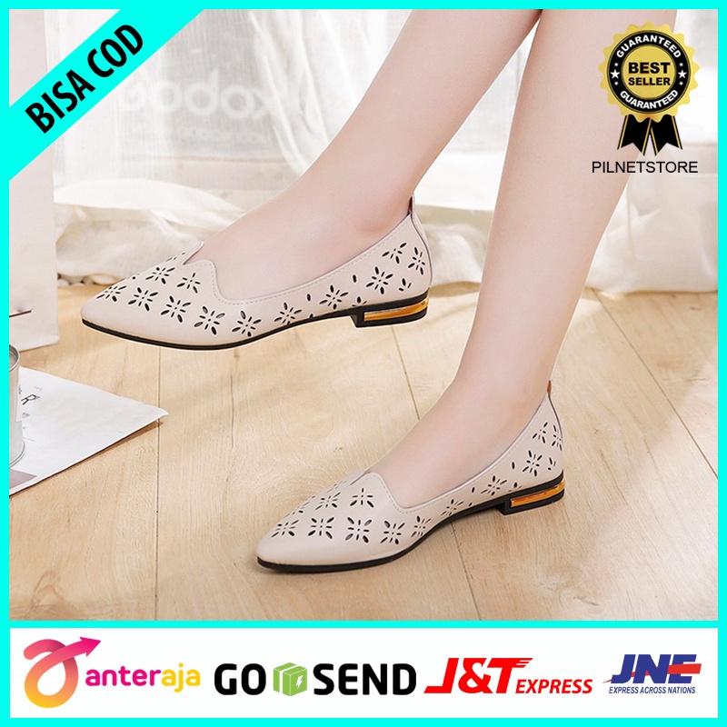Sepatu kerja wanita flat shoes karet empuk flat cewek flatshoes terbaru