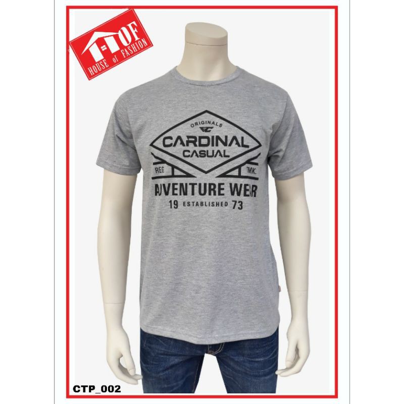 Kaos pria distro lengan pendek murah & keren branded merk Cardinal 100% original warna abu