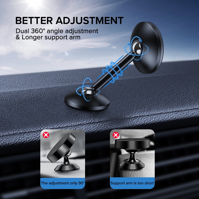 Stand Holder Hp Magnetik Bahan Aluminum Alloy Bisa Berputar 360 Untuk Dashboard Mobil