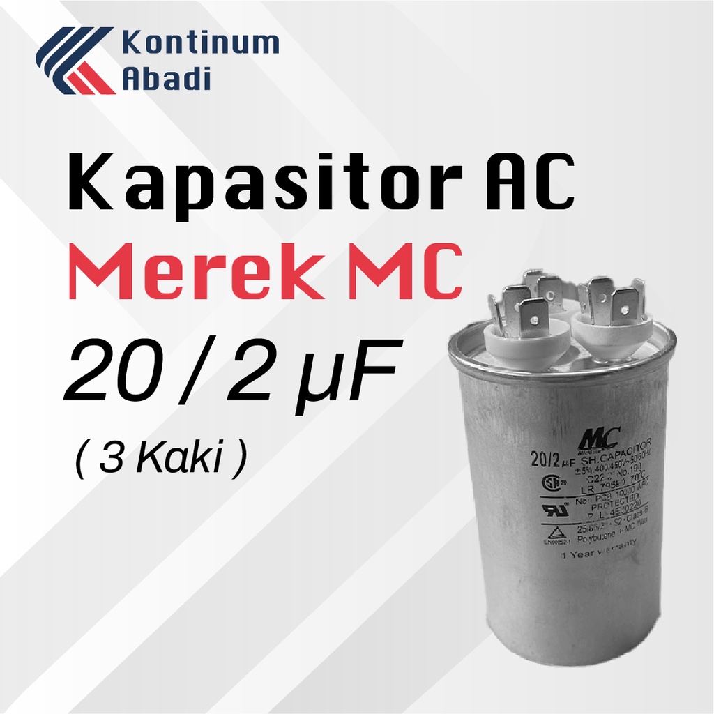 KAPASITOR / CAPASITOR 3 KAKI AC MEREK MC | 20/2 uF / MIKRO