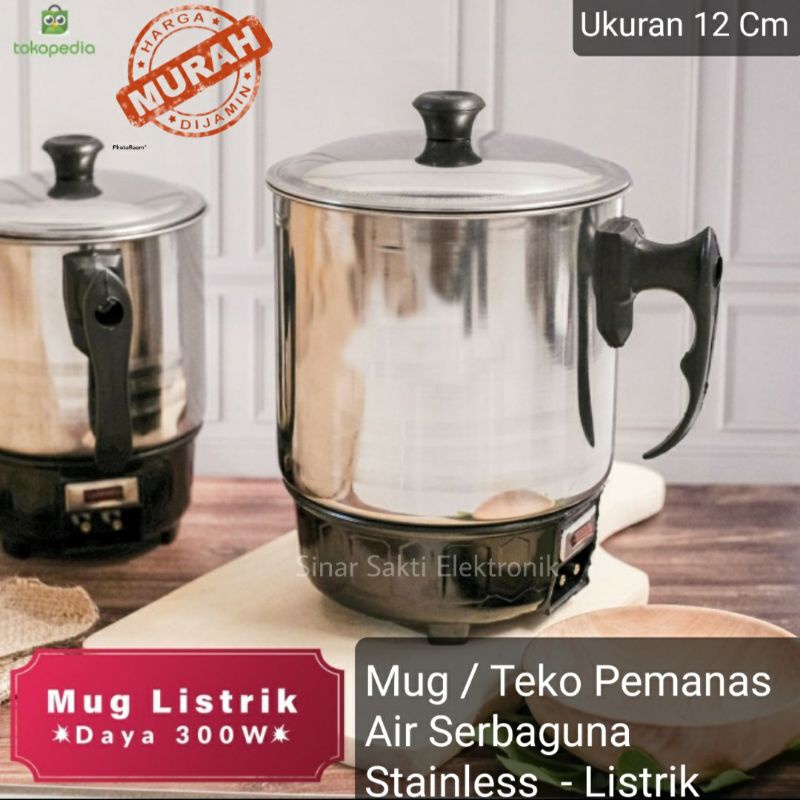 Mug Listrik Pemanas Air Serbaguna Teko Heater Stainless Elektrik 12cm 12 Cm