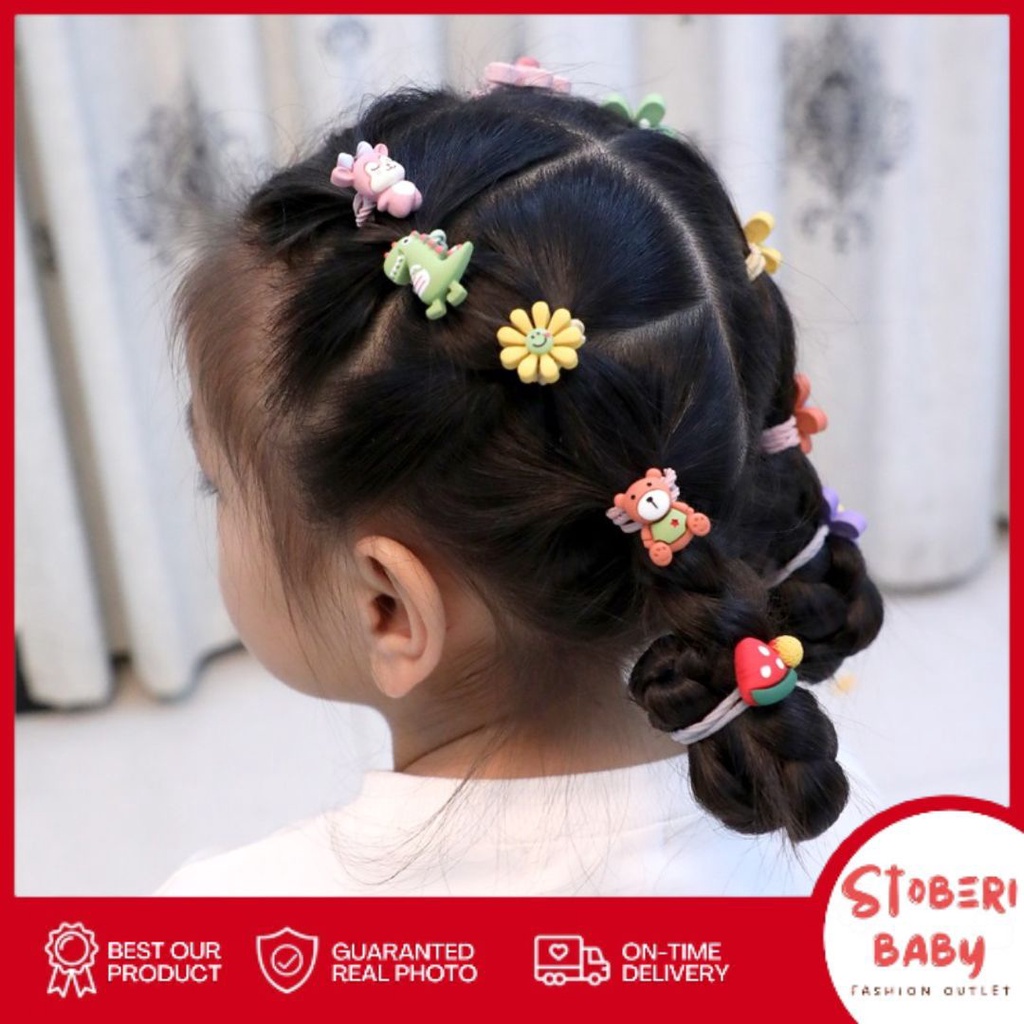 stoberi baby - IKAT TWINS LULU 10PCS / Set Ikatan Rambut Anak Icon Karakter Import / Ikat Rambut Anak Karet Motif Karakter