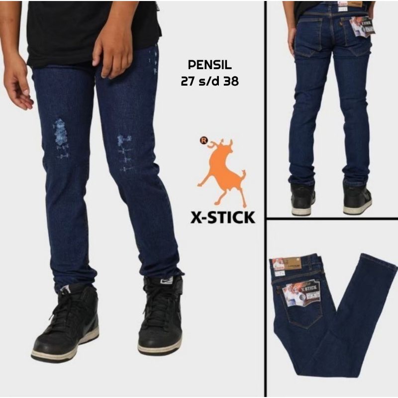 [COD] celana pensil denim pria x-stick denim celana jeans pria jeans Stretch celana denim melar