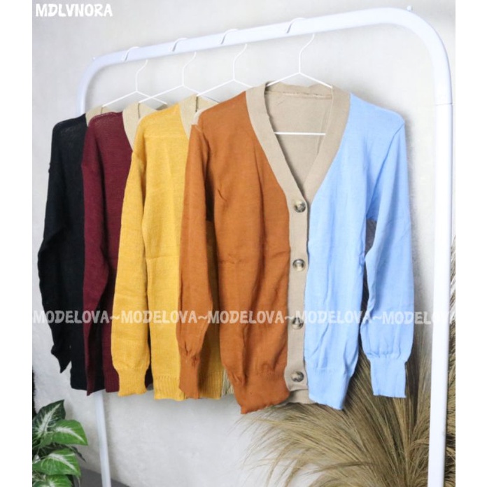 MDLV ~ BAJU RAJUT CARDI COMBI NORA // CARDIGAN RAJUT LENGAN PANJANG CEWEK // FASHION WANITA