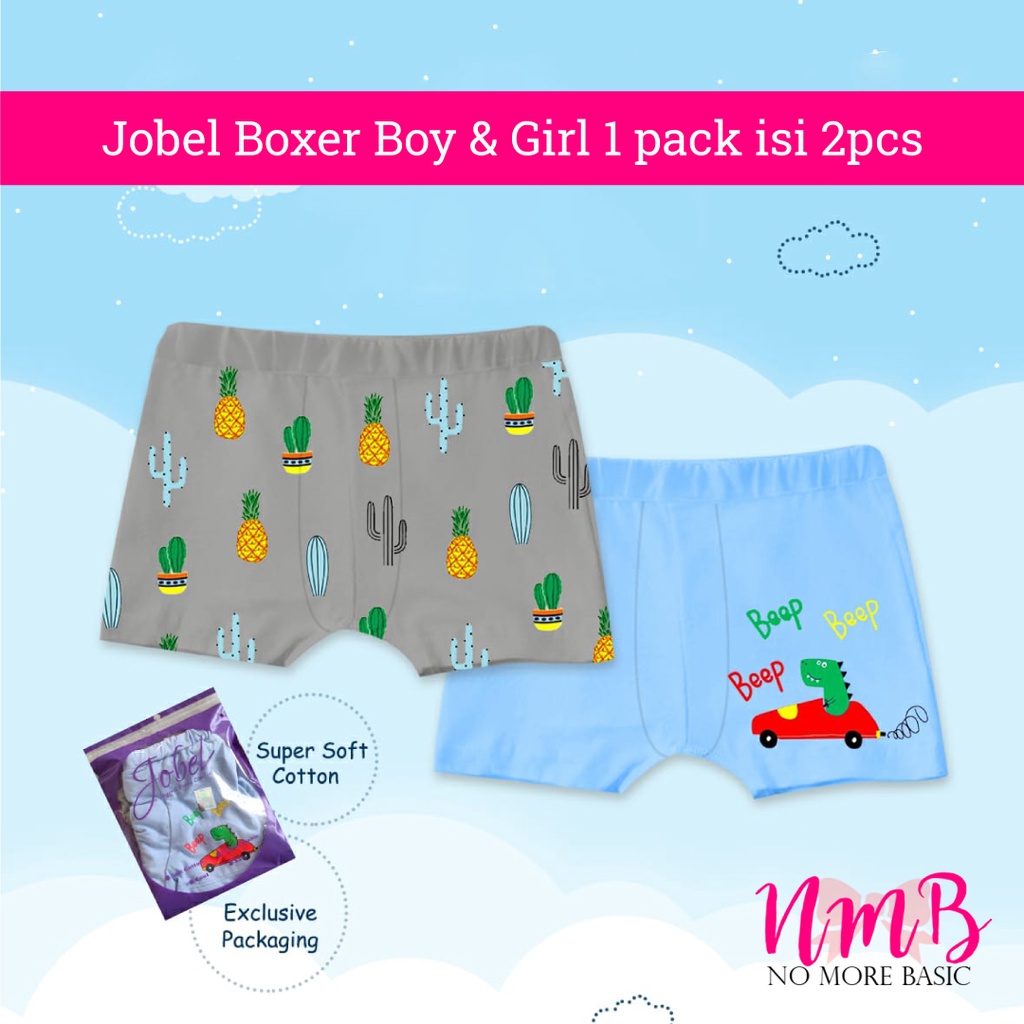 Jobel By Kazel Girl Boy Boxer Anak Perempuan dan Laki Laki 1 Set Isi 2 PCS