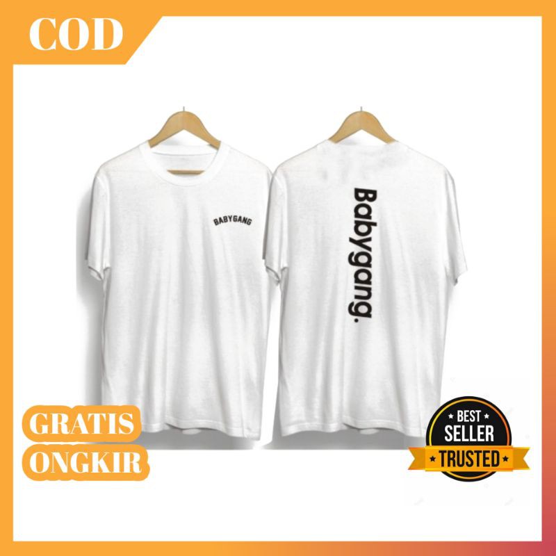 Kaos Distro Pria T-Shirt Cowok Original SS - BF071 Tshirt Pria Babygang - Putih L