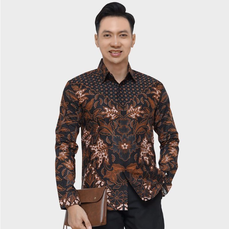 KEMEJA BATIK PRIA BAHAN KATUN SANFORIS PREMIUM FULL LAPISAN FURING