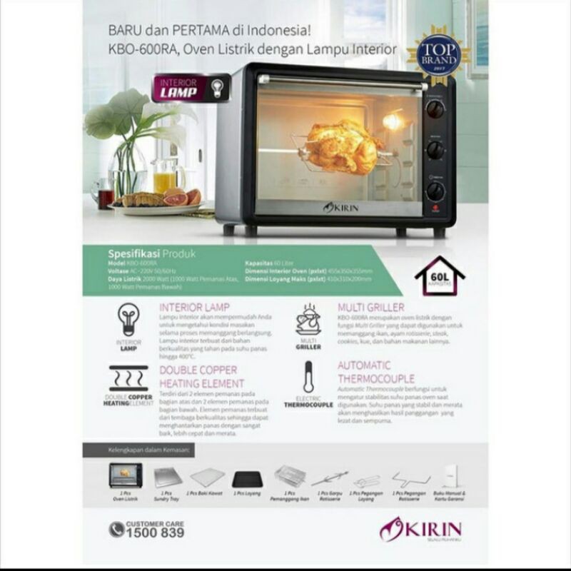KIRIN OVEN LISTRIK KBO 600 RA 60 LITER OVEN LISTRIK BESAR JUMBO KWALITAS TERJAMIN