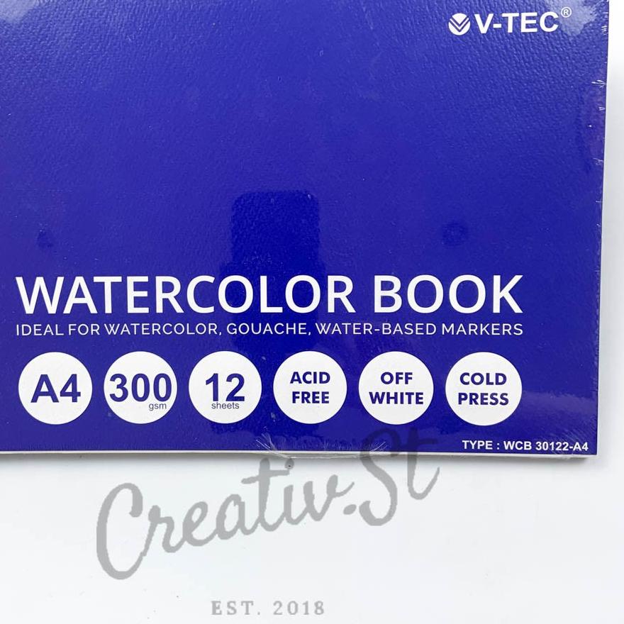 

Diskon✔️Watercolor Book Pad A4 300 GSM Cold Press V-Tec|KD3