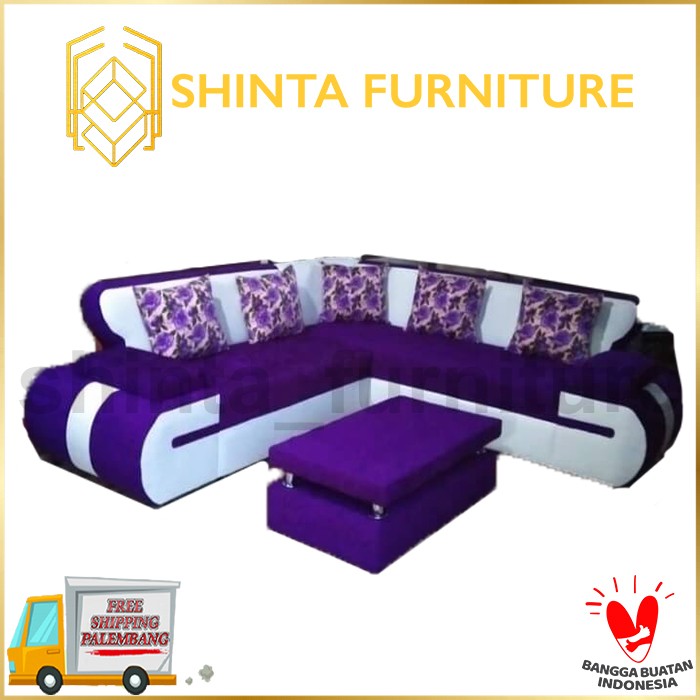 Sofa L Angel / Sofa Bludru Kombinasi Kulit / Sofa Bludru / Sofa Sudut