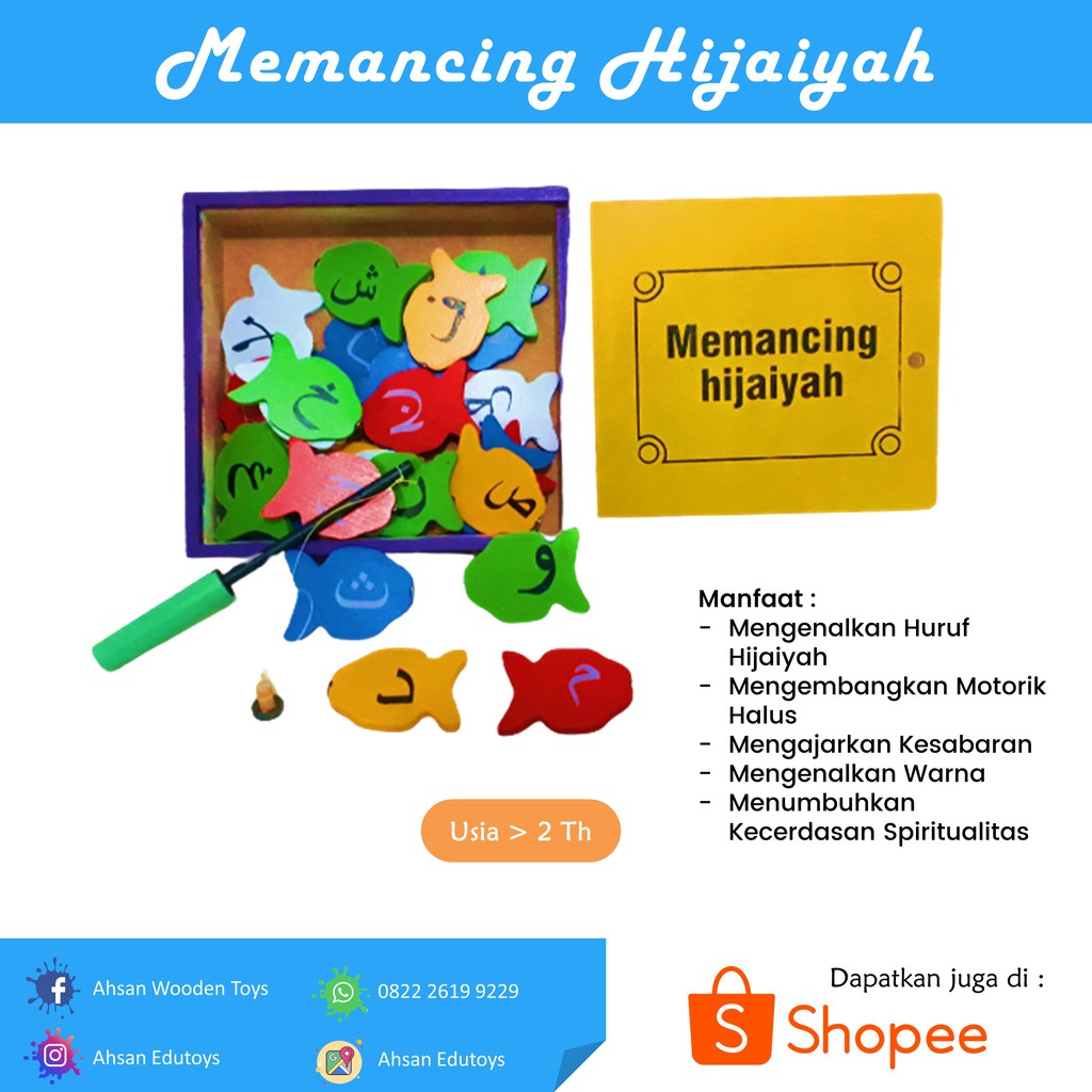 Memacing Hijaiyah Mainan Edukasi Anak Usia 2 Tahun 3 Tahun 4 Tahun 5 Tahun