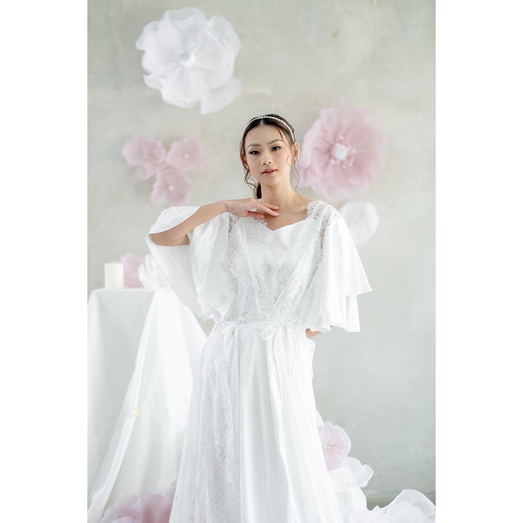 Lorine Slit Robe - FAE Collection- Kimono Pengantin Bride Robe Maternity Robe Premium Wedding Robe