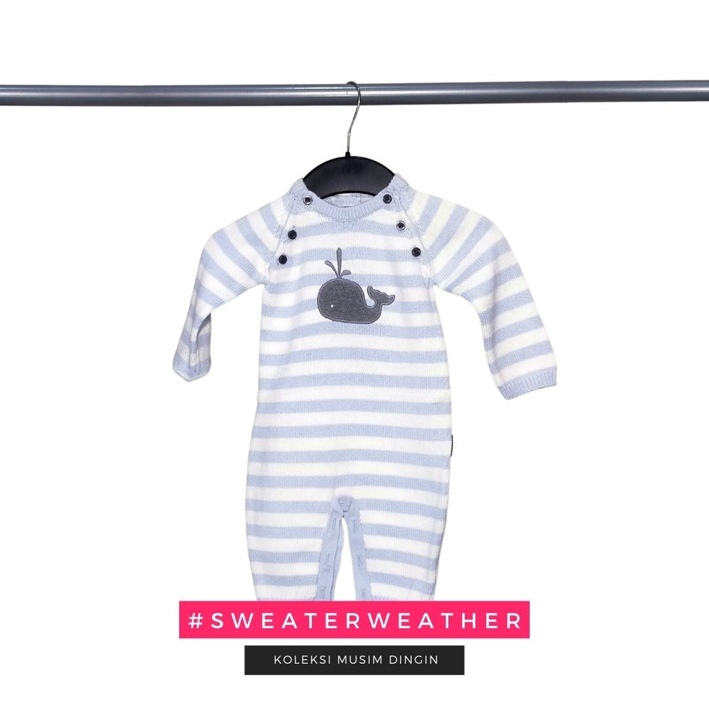 Amara Babies Stripe Whale Pajamas Jumpsuit | Sweater Tidur Bayi