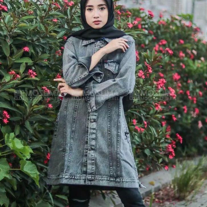 Keluaran Terbaru.. Jaket Denim Jeans Wanita Muslimah | Jaket Hoodie Wanita | Long Tunik Jeans