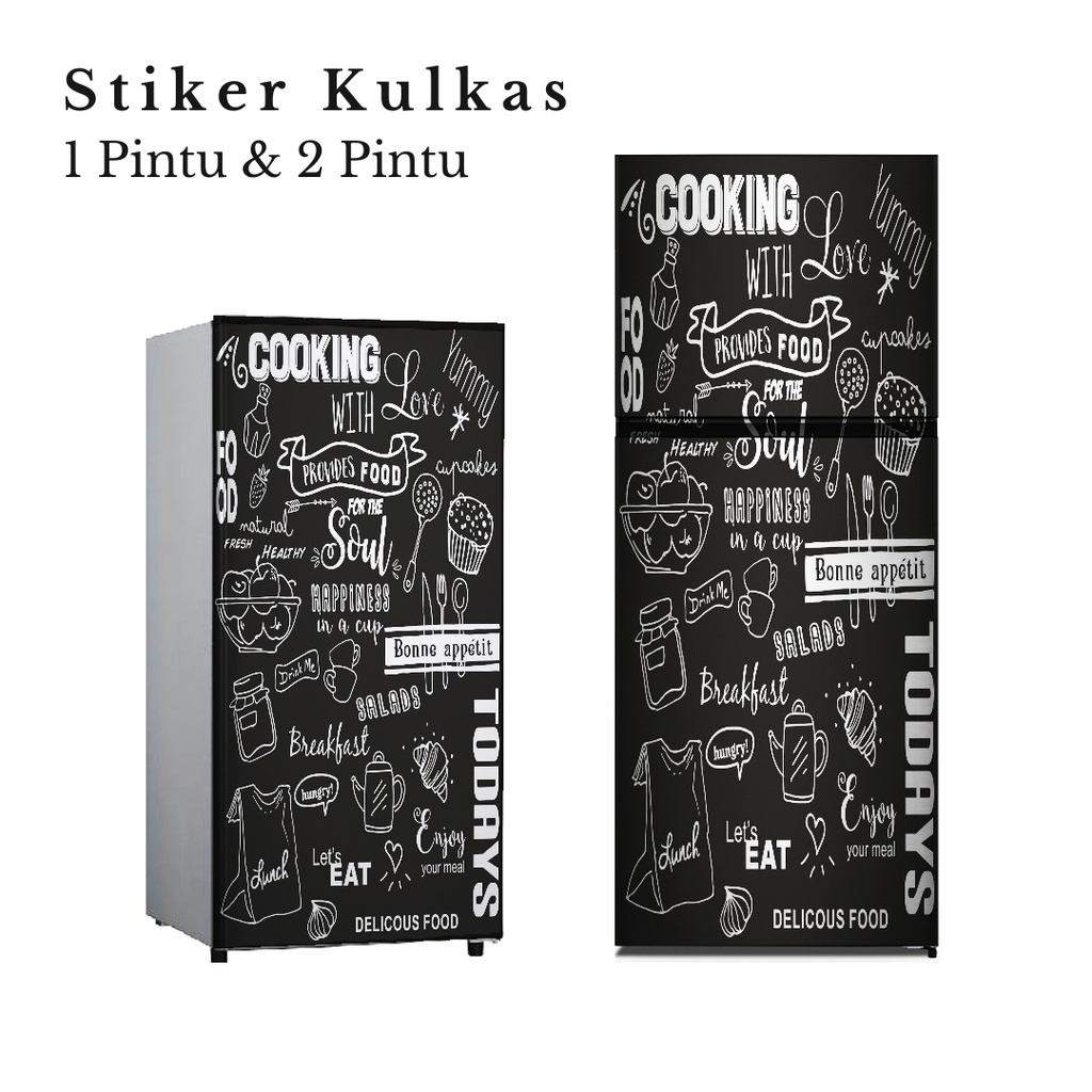 Stiker Kulkas 1 Pintu dan 2 Pintu Motif Kitchen Kode KN-9 - FM