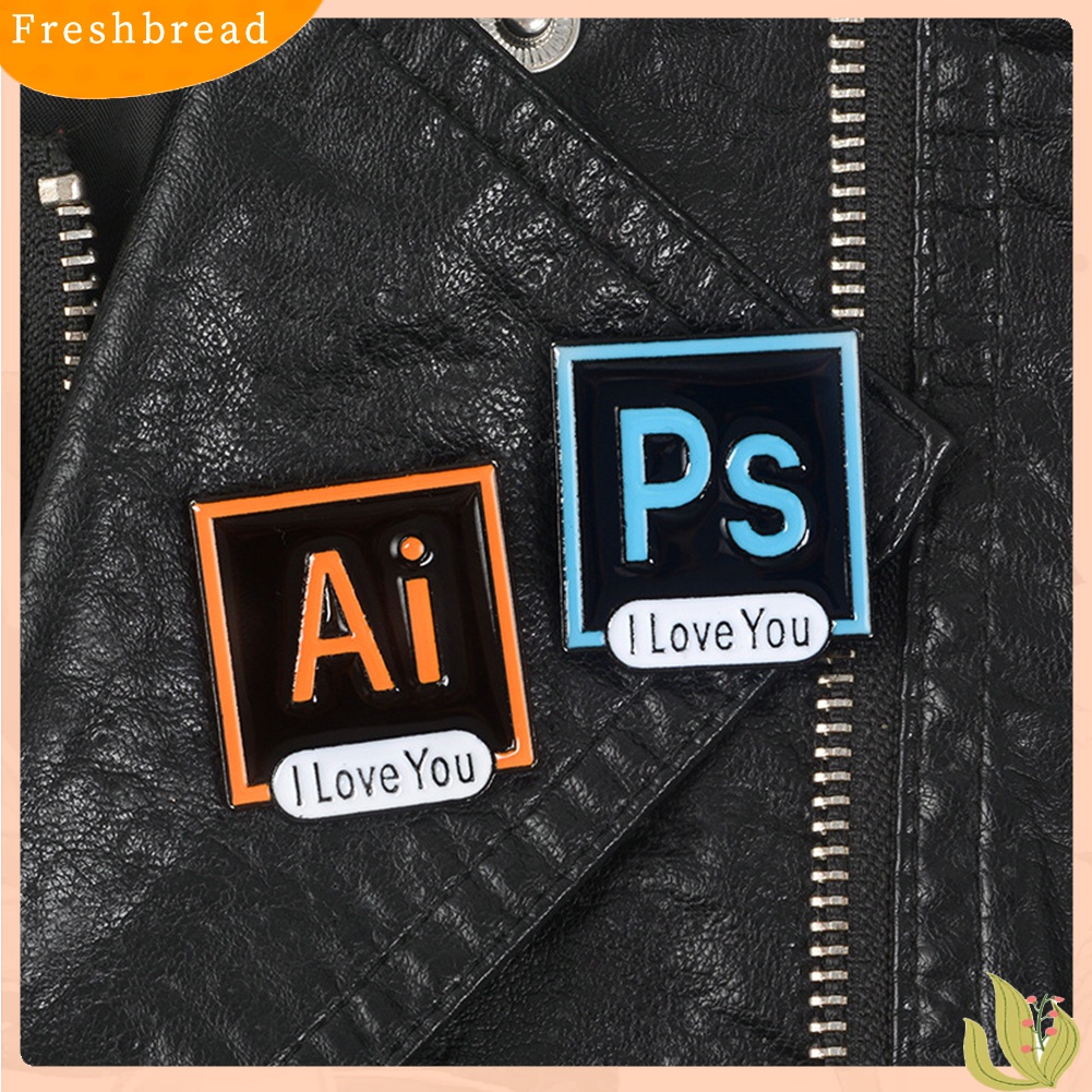 [ TERLARIS]PS AI PR AU Photoshop Illustrator Brooch Pin I Love You Shirt Lapel Enamel Badge